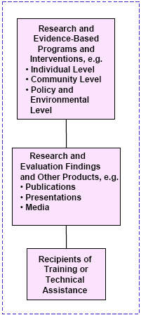 Enlargement of the Outputs section of the logic model