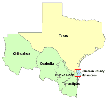 Mapa de la Región de la Frontera México-Estados Unidos