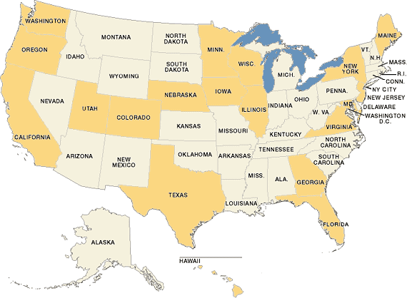 Map of U.S. states and territories
