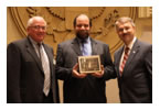 Photograph of, from left to right, ACTE President Robert E. Scarborough, 2007 Winner James Hauck, and NIOSH Chief of Staff Frank Hearl