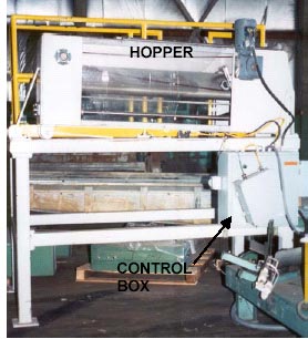 Photo of the framework identifying the hopper and control box.