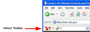 screenshot of Internet Explorer with Yahoo! toolbar