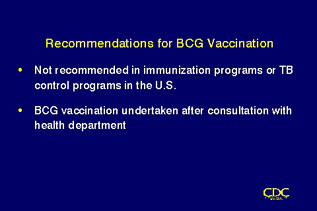 Slide 90: Recommendations for BCG Vaccination. Click for larger version.