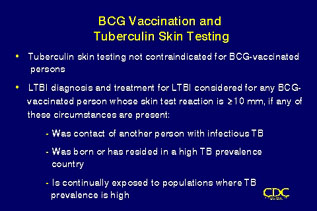 Slide 94: BCG Vaccination and Tuberculin Skin Testing. Click for larger version.