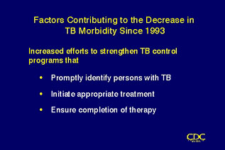 Slide 18: Factors Contributing to the Decrease in TB Morbidity Since 1993. Click for larger version.