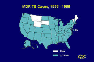 Slide 21: MDR TB Cases, 1993-1998. Click for larger version. 