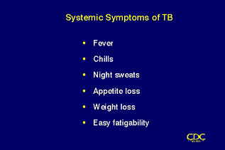 Slide 44: Systemic Symptoms of TB. Click for larger version.