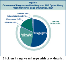 Figure 7: Outcomes of Pregnancies Resulting from ART Cycles Using Fresh, Nondonor Eggs or Embryos, 2001.