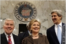 Senator Lugar, left, Secretary of State-designate Clinton, and Senator Kerry at Secretary-designate Clinton’s confirmation hearing January 13 (Photo: AP Images)