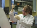 Scientist with micropipette