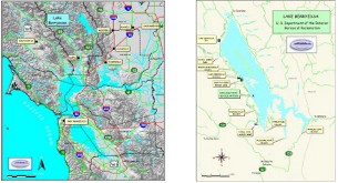 interactive photo:  Lake Berryessa Vicinity and Location map; click each for larger photo