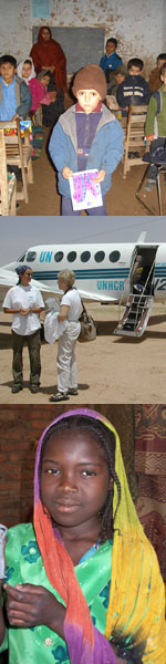 Top: Afghan refugee boy; Middle: UNHCR worker; Bottom: Somali girl [State Dept. Photos]