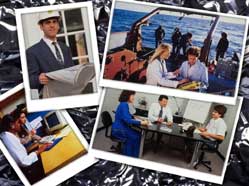 A montage photo graphic showing people performing a variety of jobs.