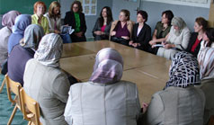 Photo of ECA Alumna Xhane Kreshova of Macedonia conducting a workshop on women's health