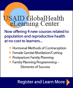 USAID Global Health eLearning Center now offeres four new courses related to population and reproductive health. (click here to register and learn more...)