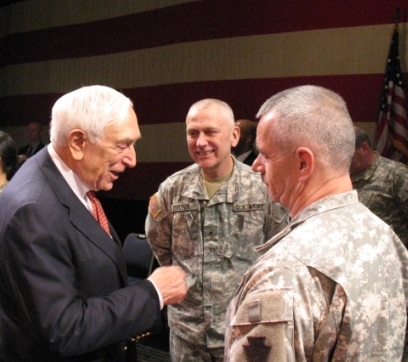 Senator Lautenberg joined members of the New Jersey National Guard’s 1-150th Assault Helicopter Battalion and their families at Trenton's War Memorial as they prepared to leave for Iraq. This is the second 12-month tour to Iraq for the 300-member battalion, which was last in Iraq three years ago. (January 25, 2009)