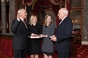 Sen. Wicker, joined by daughters Margaret and Caroline, is sworn in by Vice President Cheney.