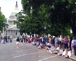 Visitors line up for hours on East Front to take a tour of the Capitol