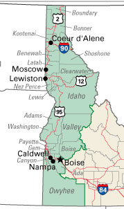 map of Idaho's 1st Congressional District