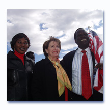 Speaker Pelosi at a rally supporting the people of Sudan.