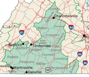 map of Virginia's 5th Congressional District