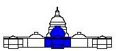 Bulfinch constructed the Capitol's central section (shown in blue), including the Rotunda and the original dome.