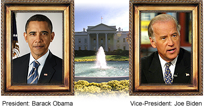 Obama and Biden in front of the White House.