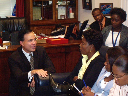 Congresswoman Ileana Ros-lehtinen's DC Chief of Staff, Art Estopinan, met with a group of visiting Haitian students during their time in our nation's Capitol. Said Mr. Estopinan, "It was a real honor speaking to these young Haitian college students about the positive side of the US-Haiti relationship and the great role models they can be for their homeland and its future. After all, these students represent what Haiti can become if the Haitian people come together for the good of their country. I am very hopeful that through these students exchanges and an increase in bilateral relations, Haiti will become a full fledged member of the international community."