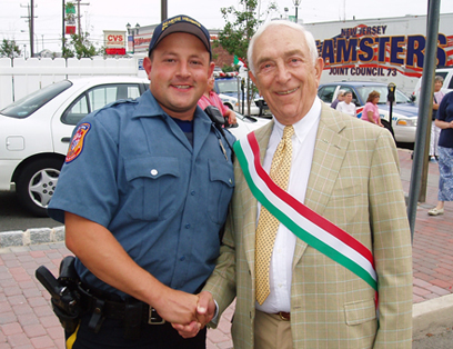 Senator Lautenberg participated in the 16th Annual Columbus Day Parade at the Italian Festival in Seaside Heights. He is seen at the parade with a member of the Seaside Heights Police Department. (October 7, 2007)