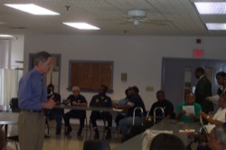 Senator Carper talks about Medicare at the Herilhy Apartment Building