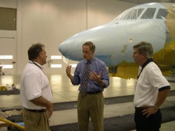 Senator Carper tours the Dassult Falcon Jet facility