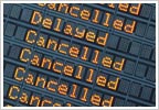 cancelled flights on airport board