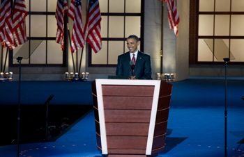 Barack Obama at podium