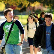 students walking across the MSUB campus