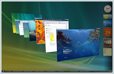 Windows Vista Home Premium with Windows Flip 3D and Windows Aero interface