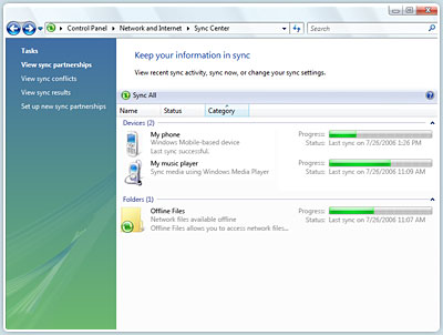 Windows Vista Ultimate keeps all of your information synchronized from one place.