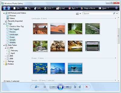 Windows Vista Ultimate Photo Gallery enables you to fix, organize and edit your digital photos from a single location.
