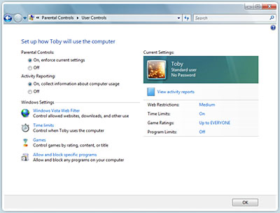 Windows Vista Ultimate has Parental Controls to help monitor child computer use.