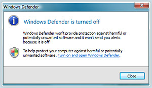 Windows Defender warning
