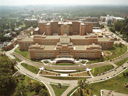 The Clinical Center at the National Institutes of Health in Bethesda, Md., is the 
nation's largest hospital devoted to clinical research. Image credit: Aerial photography by Duane Lempke, Sisson Studios, Inc.