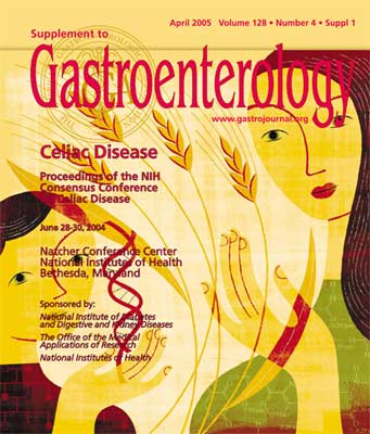 Image of the cover of “Gastroenterology” magazine featuring celiac disease.