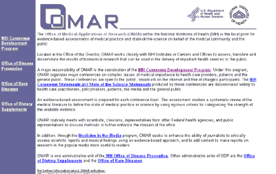 Screenshot of OMAR website.