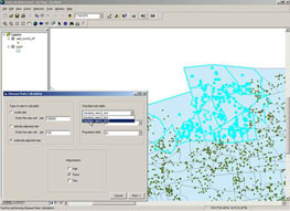 Screen shot of the disease rate calculator, an extension developed for LI GIS