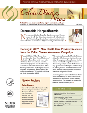 Cover of the Fall, 2008 edition of 'Celiac Disease News'