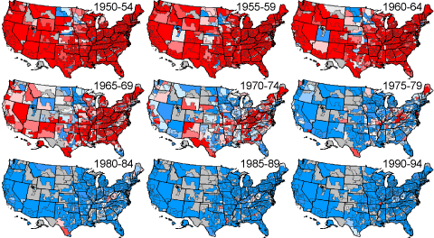 Example of interactive US maps of cancer mortality
