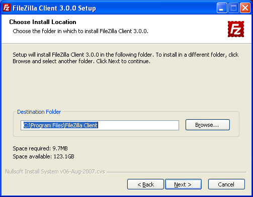 FileZilla Install Location