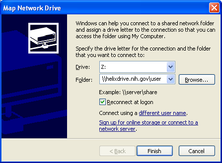 Map Network Drive window