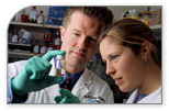 Image of Dr. Phillip Dennis and doctoral candidate  Courtney Granville, Medical Oncology Branch
