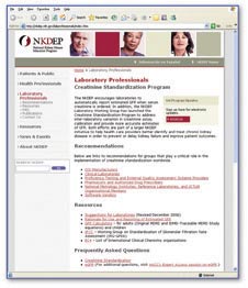 Screen shot of the Laboratory Professionals section of the NKDEP website