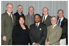 Photograph of seven new advisory committee members with NIDDK Director Griffin P. Rodgers.